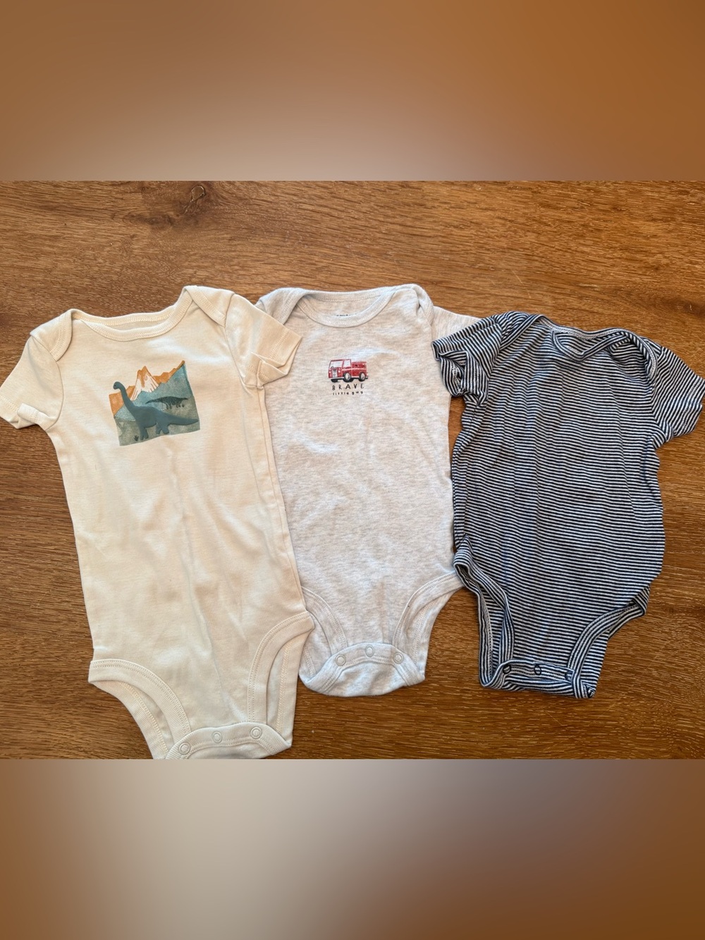 Carter's Neutral & Navy Baby Bodysuit Trio